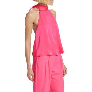 Favorite Daughter Take a Bow Pink Peacock Satin Halter Size Large